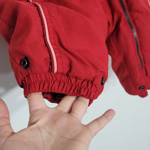 Mini Ungava Baby Toddler Hooded Snow Suit Red Blue Zippered Faux Fur Trim 12Mon - Picture 5 of 14